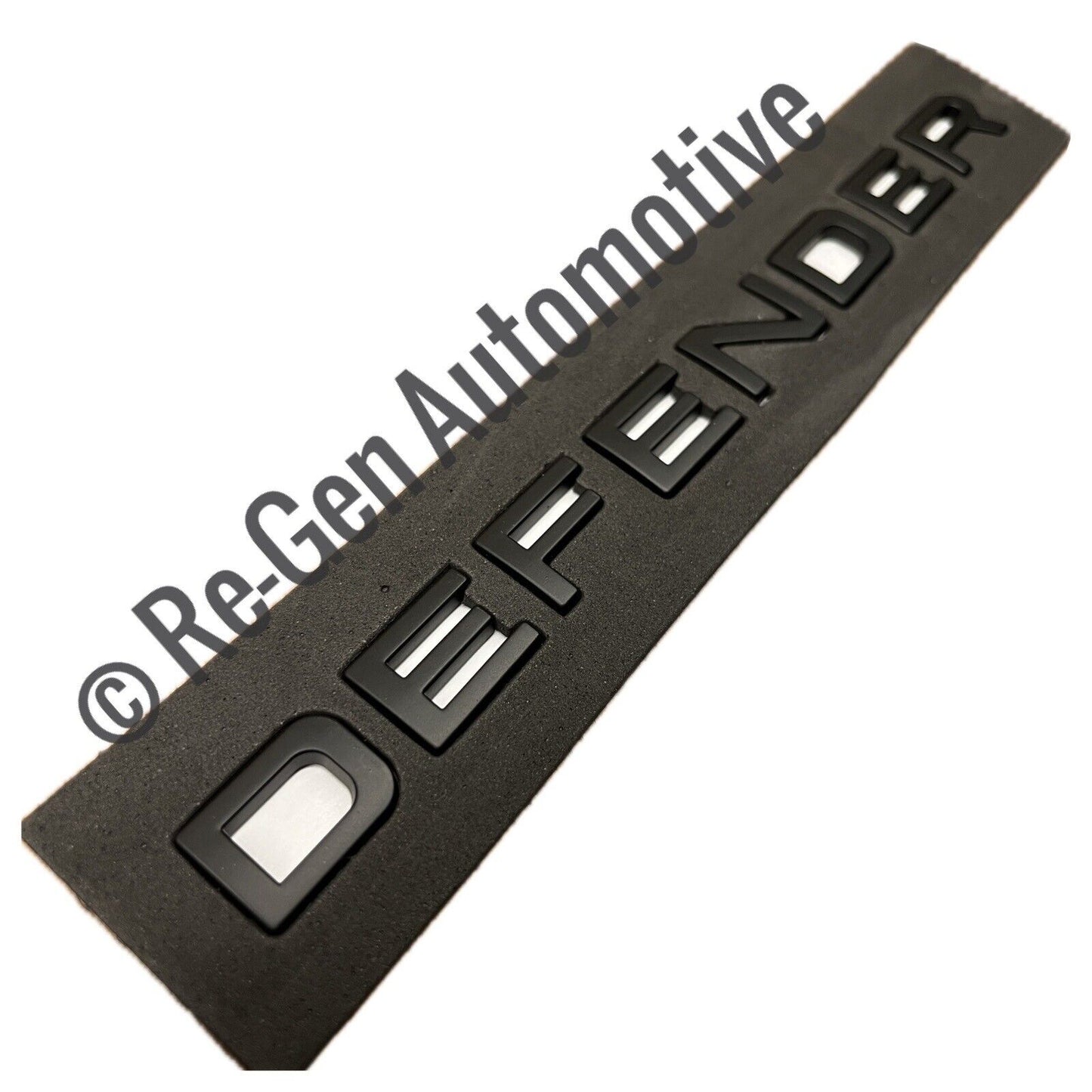 NEW DEFENDER BONNET / REAR DOOR BADGES LETTERS MATTE BLACK SELF ADHESIVE X2