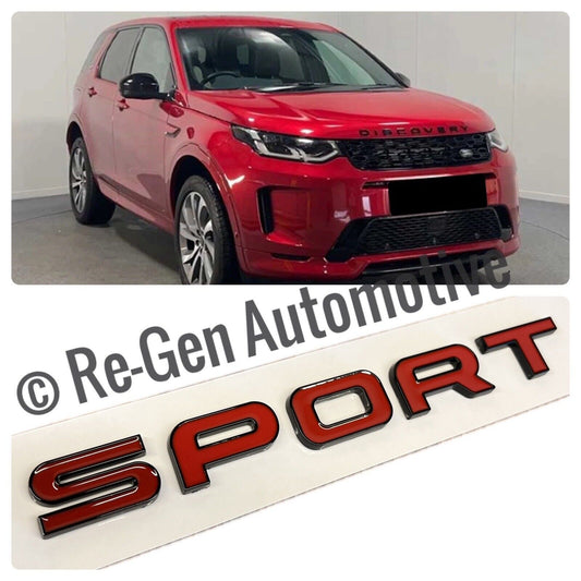 DISCOVERY SPORT RED / GLOSS BLACK REAR TAILGATE LETTERING BADGE