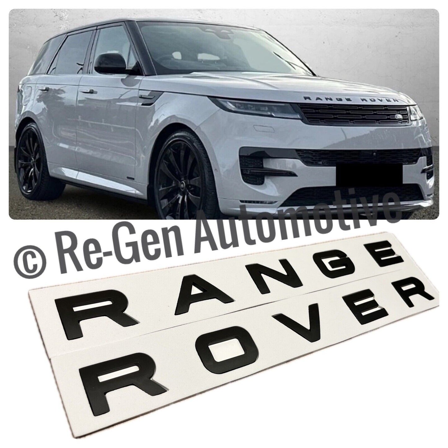 X2 RANGE ROVER VOGUE SPORT EVOQUE MATTE BLACK BONNET TAILGATE BADGES LETTERS ABS