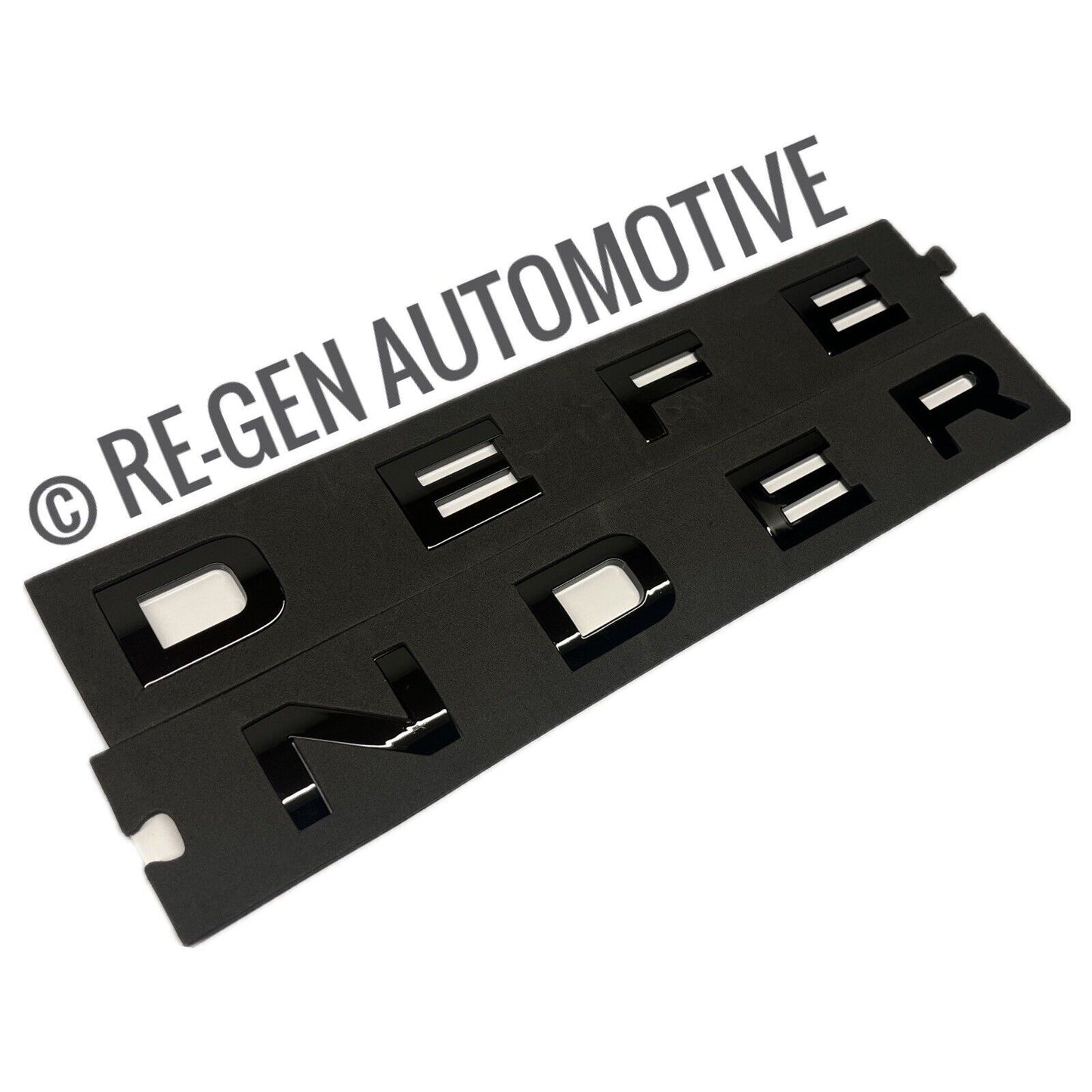 NEW DEFENDER BONNET LETTERS / BADGES GLOSS BLACK QUALITY ABS SELF ADHESIVE